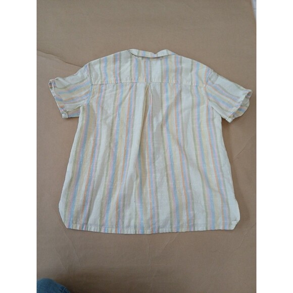 Natural Reflections Womens L Short Sleeve Shirt Top 100 % Cotton Button Up - Picture 6 of 6